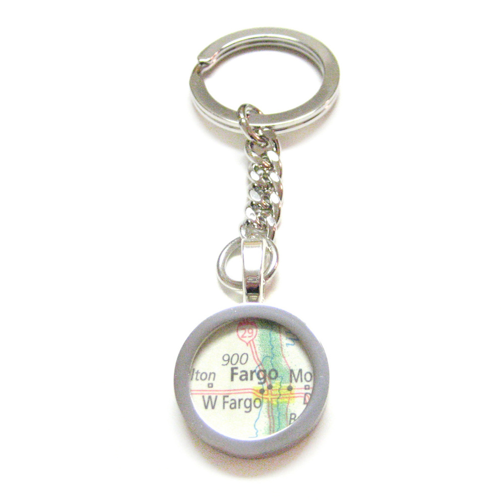 Fargo North Dakota Map Pendant Keychain